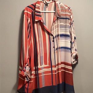 Nic and Zoe Striped Button Blouse